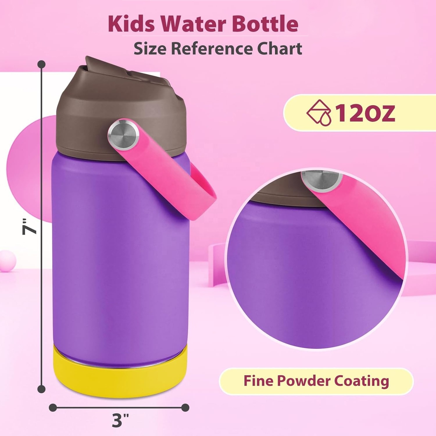 12 oz Stainless Steel Water Bottles Kids Insulated Water Bottle with Silicone Boot Leak Proof Water Bottles for Kids