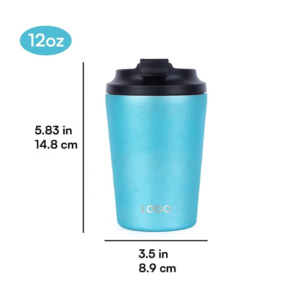 China food grade bpa free double wall vacuum insulated 12oz coffee tumbler with lid metal tumbler