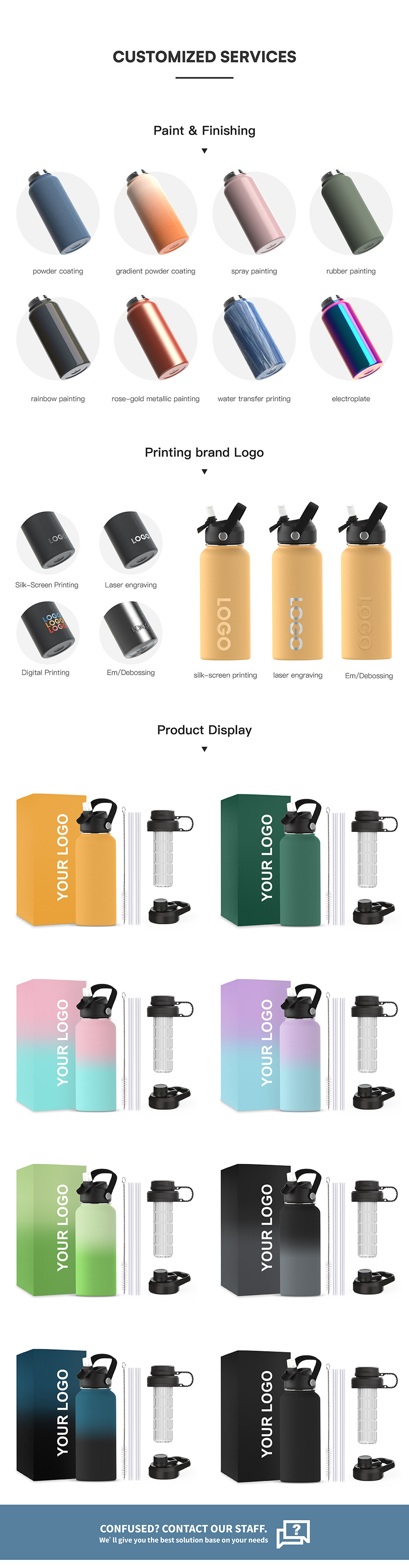 New arrival cheap double wall custom logo flask water bottle stainless steel insulated water bottles