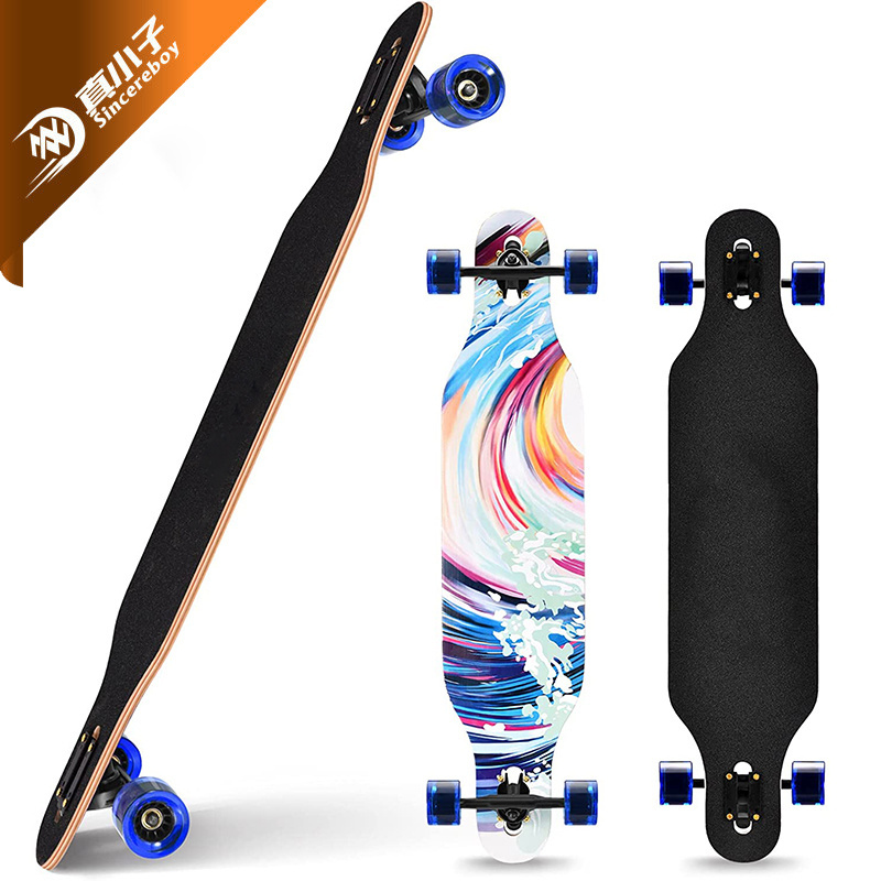 42 inch Longboard Skateboard 8 Ply Maple Deck 80A Pu Wheels Flat Plate Skateboard Long Skate Board