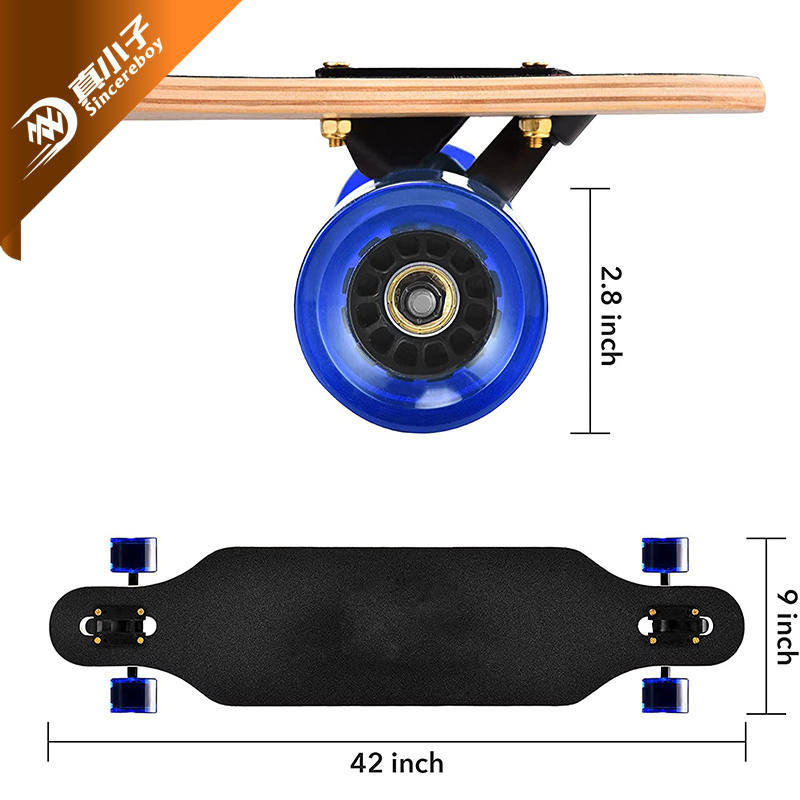 42 inch Longboard Skateboard 8 Ply Maple Deck 80A Pu Wheels Flat Plate Skateboard Long Skate Board