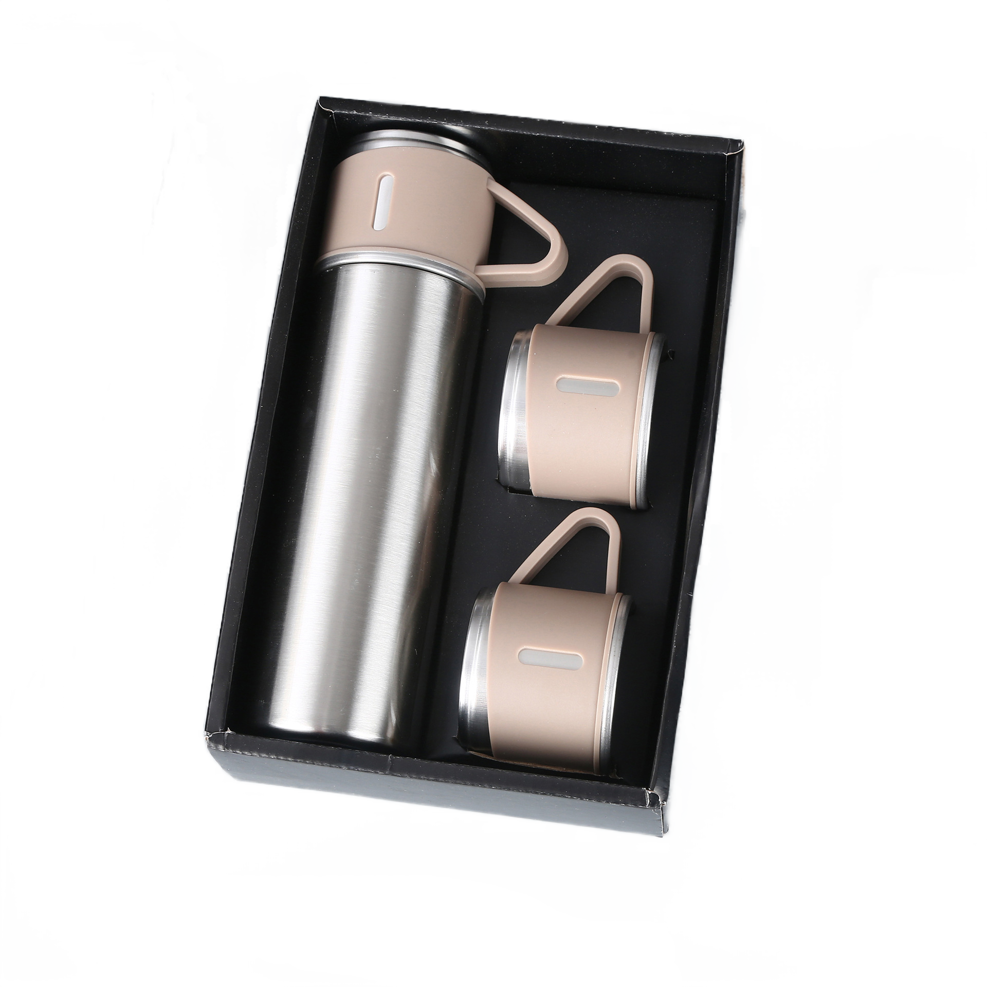 Classic Design Thermos Stainless Steel Bullet-Shaped Vacuum Flasks Business Gift Set with 3 Lids Water bottle