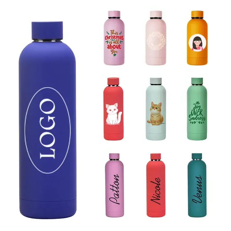 Low MOQ Factory Customized Vacuum Insulated Thermal Drink Bottle Black Double Wall Stainless Steel Water Bottle With Custom Logo