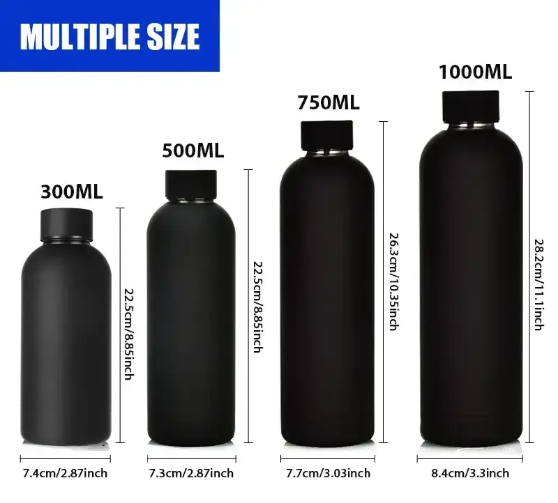 Low MOQ Factory Customized Vacuum Insulated Thermal Drink Bottle Black Double Wall Stainless Steel Water Bottle With Custom Logo