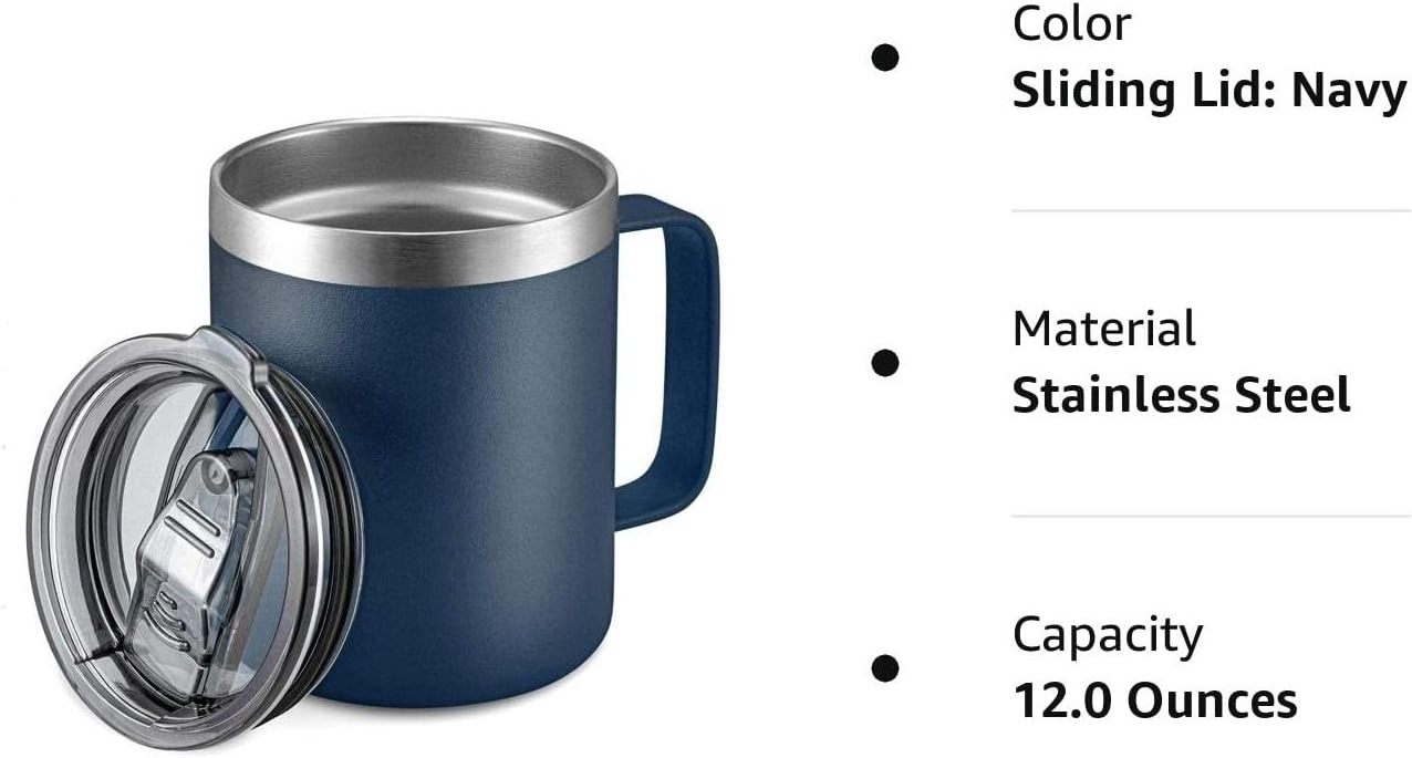 China 12oz double wall vacuum coffee travel thermal insulated mugs stainless steel travel coffee mug cup with handle for office