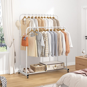 Durable High Quality Coat Rack Portable Floor Standing Metal Hangers Bedroom Hanging Clothes Coat Racks For Double Pole