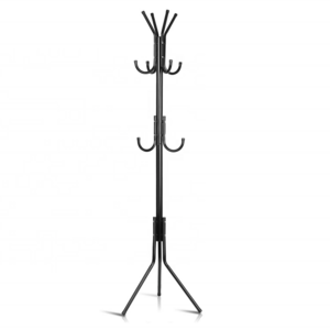 Folding Standing Black Coat Rack 11 Hooks Hanger Holder Hooks for Dress Jacket Hat and Umbrella Tree Stand Base Metal