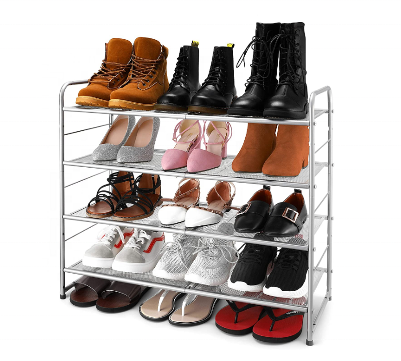 Closet 4-Tier Stackable Shoe Racks Wholesale Fashion Modern Simple Entrance Expandable Adjustable Shoe Rack