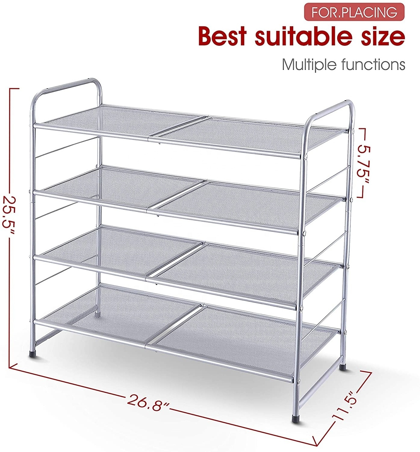 Closet 4-Tier Stackable Shoe Racks Wholesale Fashion Modern Simple Entrance Expandable Adjustable Shoe Rack