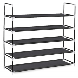 Storage Organizer Iron Shoe Rack 5 Tier 25 Pairs Durable Stable Space Saving Non-Woven Fabric Metal Shoe Rack