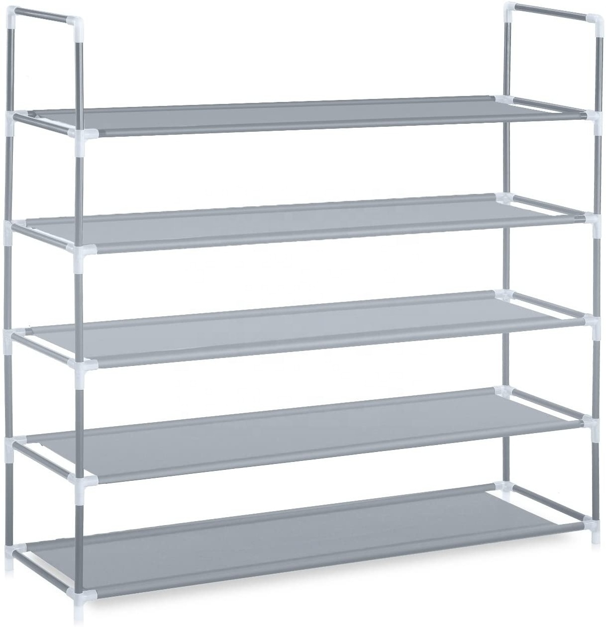 Storage Organizer Iron Shoe Rack 5 Tier 25 Pairs Durable Stable Space Saving Non-Woven Fabric Metal Shoe Rack