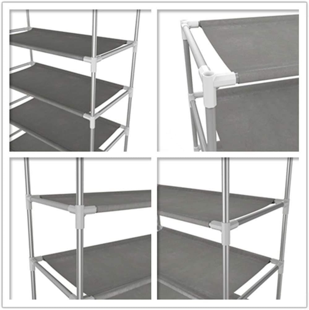 10 Tiers Metal Shoe Rack 20 Pair Non-Woven Fabric Shoe Cabinet Easy Assembled Furniture Shoe Storage Organizer Rack