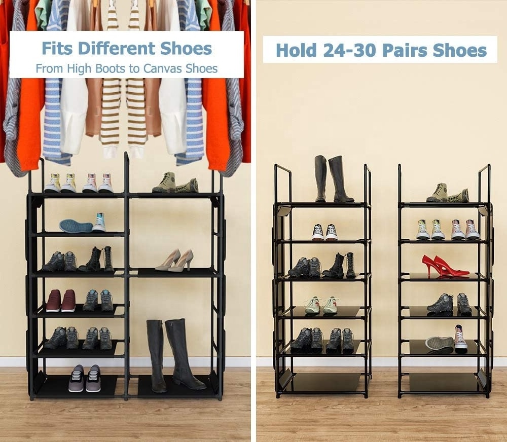 Tier Narrow Shoe Rack Muti-combinations Entryway Shoe Racks Free Standing Shoe Rack Living Room Furniture 24-30 Pairs 2 Pack 6