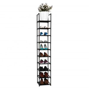 10 Tiers Storage Organizer Foldable Shoe Rack Space Saving Vertical Single Pairs Sturdy Portable Steel Shoes Rack