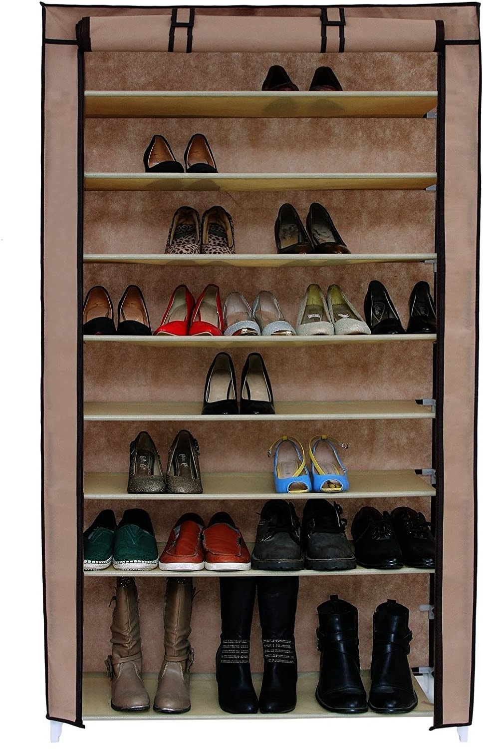 10 Tiers Single Row Organizer Steel Shoe Rack Stainless Steel Modern Cabinet Portable Shoe Rack