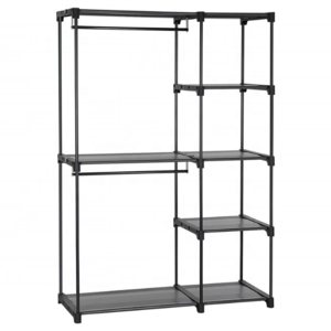 Freestanding Closet Organizer, Portable Wardrobe with Hanging Rods, Clothes Rack Storage Organizer