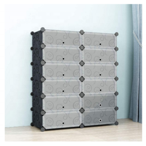 Portable Shoe Rack 12 Cubes Storage Organizer Plastic Shoe Box Storage System with Doors, Shoes,Accessories