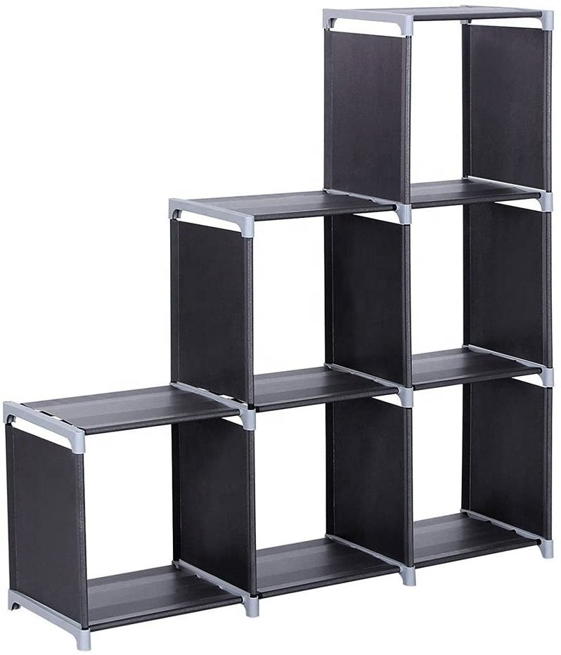 Cube Storage Organizer 6-Cube Storage Rack Staircase Bookshelf Closet Rack DIY Storage Shelf for Bedroom Living Room