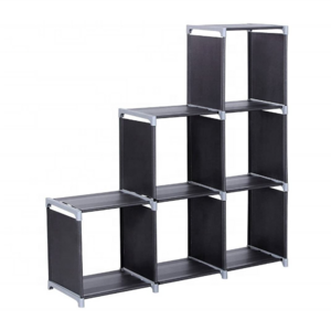 6-Cube Bookcase Shoe Rack Display Storage Shelf Room Divider Step Rack Free Standing Cabinet Unit for Office Home