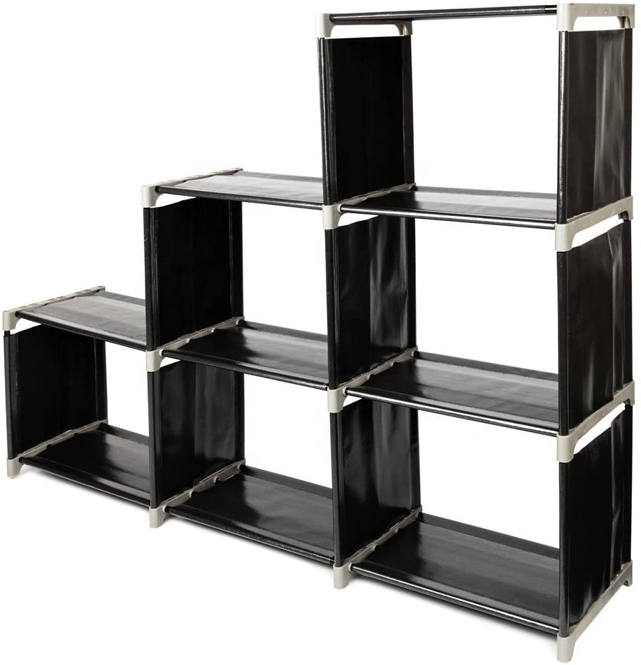 6-Cube Bookcase Shoe Rack Display Storage Shelf Room Divider Step Rack Free Standing Cabinet Unit for Office Home