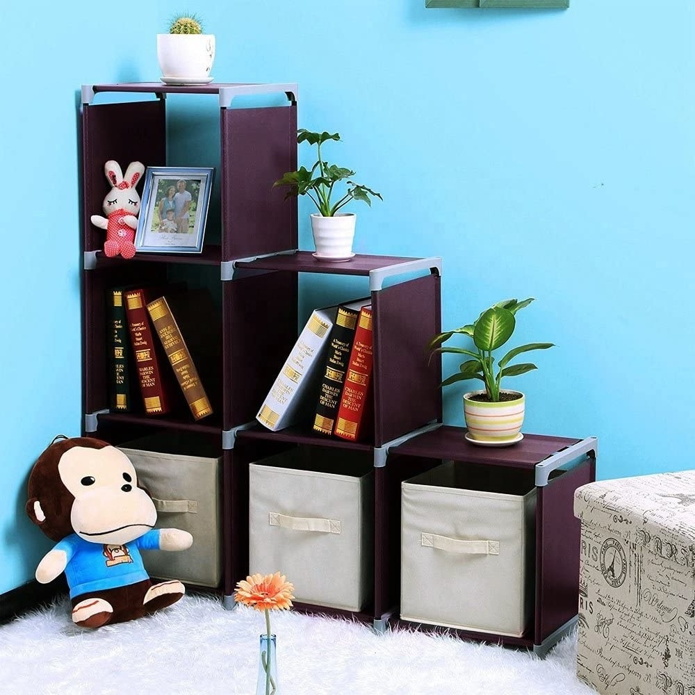 6-Cube Bookcase Shoe Rack Display Storage Shelf Room Divider Step Rack Free Standing Cabinet Unit for Office Home