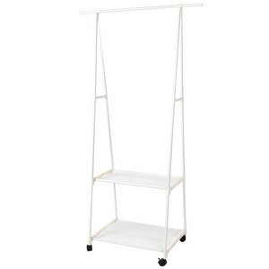 Heavy Duty Clothing Metal Garment Clothes Coat Rack With 2-Tier Shelves