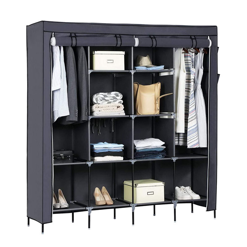 Movable wardrobe and closet clothes organizer and armoire for hanging clothes