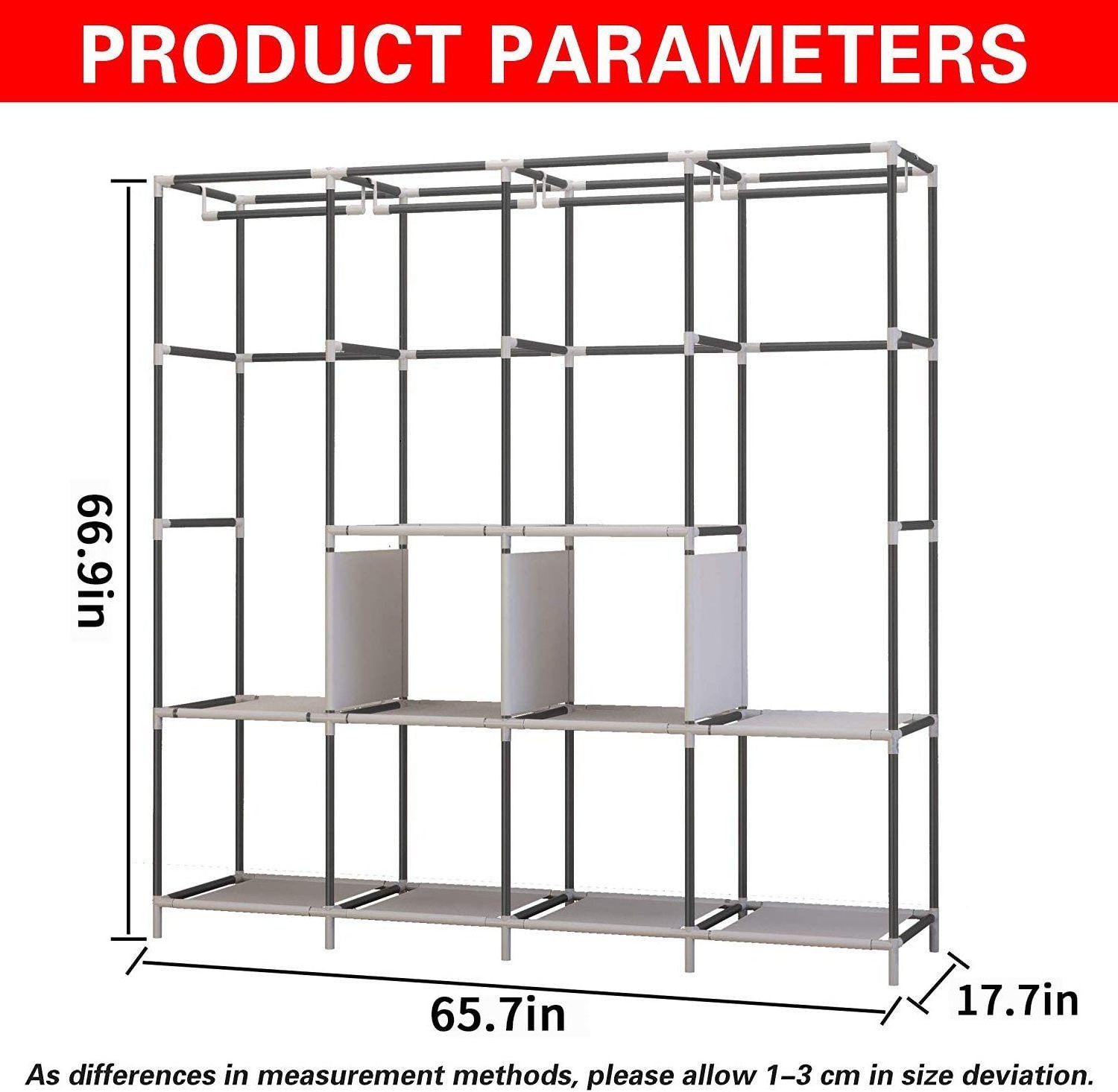 Lightweight wardrobe and fabric wardrobe closet and portable wardrobe with cover