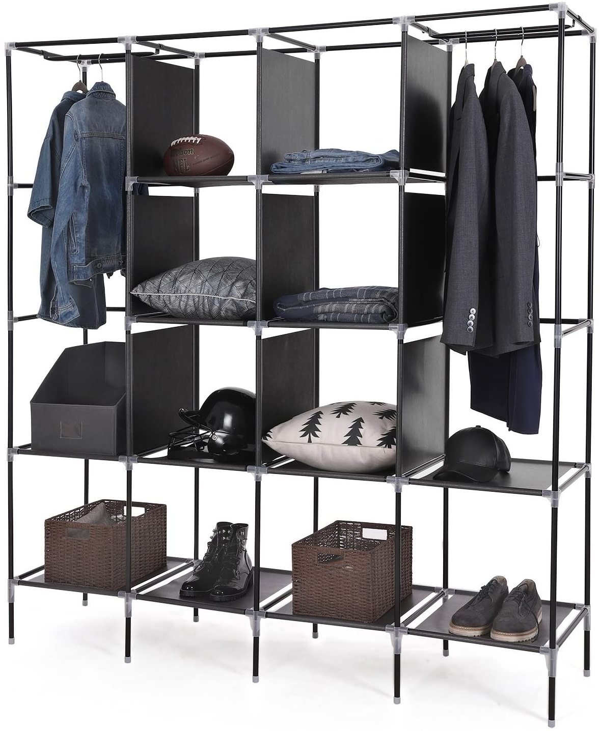 Portable Non woven Fabric closet wardrobe black wardrobe closet for clothes