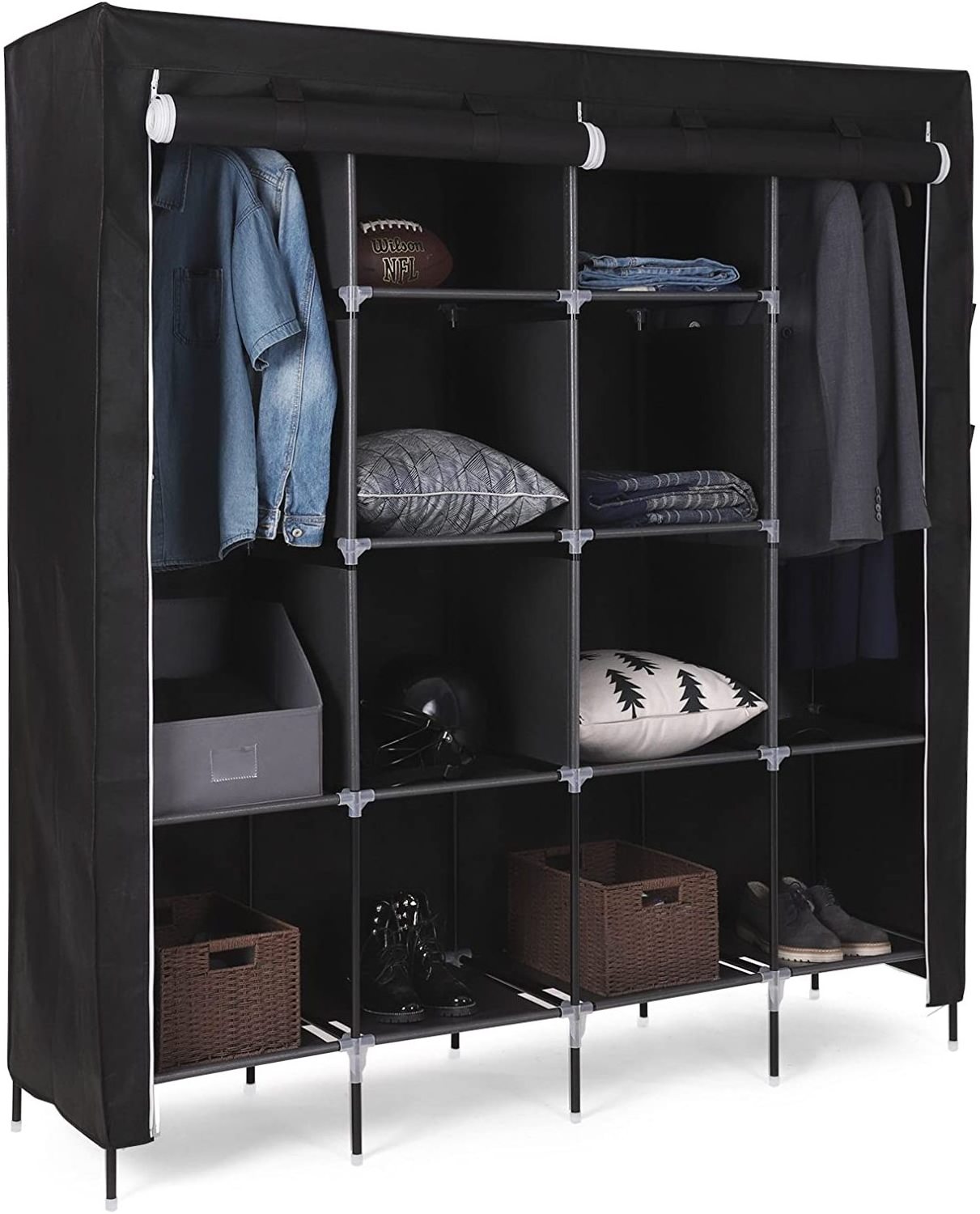 Portable Non woven Fabric closet wardrobe black wardrobe closet for clothes