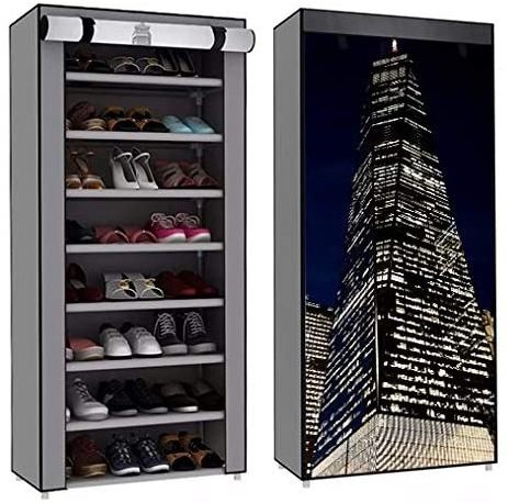 8 Tiers Shoe Rack Wholesale 24 Pairs Non-Woven Fabric Shoe Tower Organizer Cabinet Black Simple Slim Shoe Rack