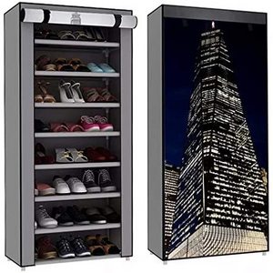 8 Tiers Shoe Rack Wholesale 24 Pairs Non-Woven Fabric Shoe Tower Organizer Cabinet Black Simple Slim Shoe Rack