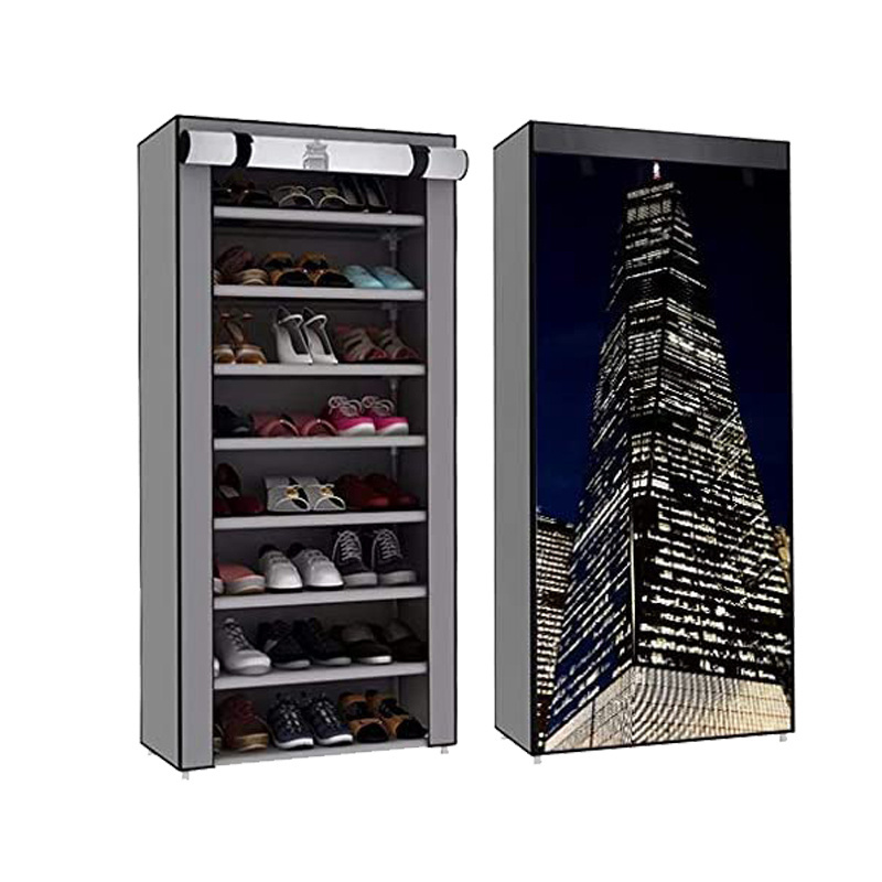 8 Tiers Shoe Rack Wholesale 24 Pairs Non-Woven Fabric Shoe Tower Organizer Cabinet Black Simple Slim Shoe Rack