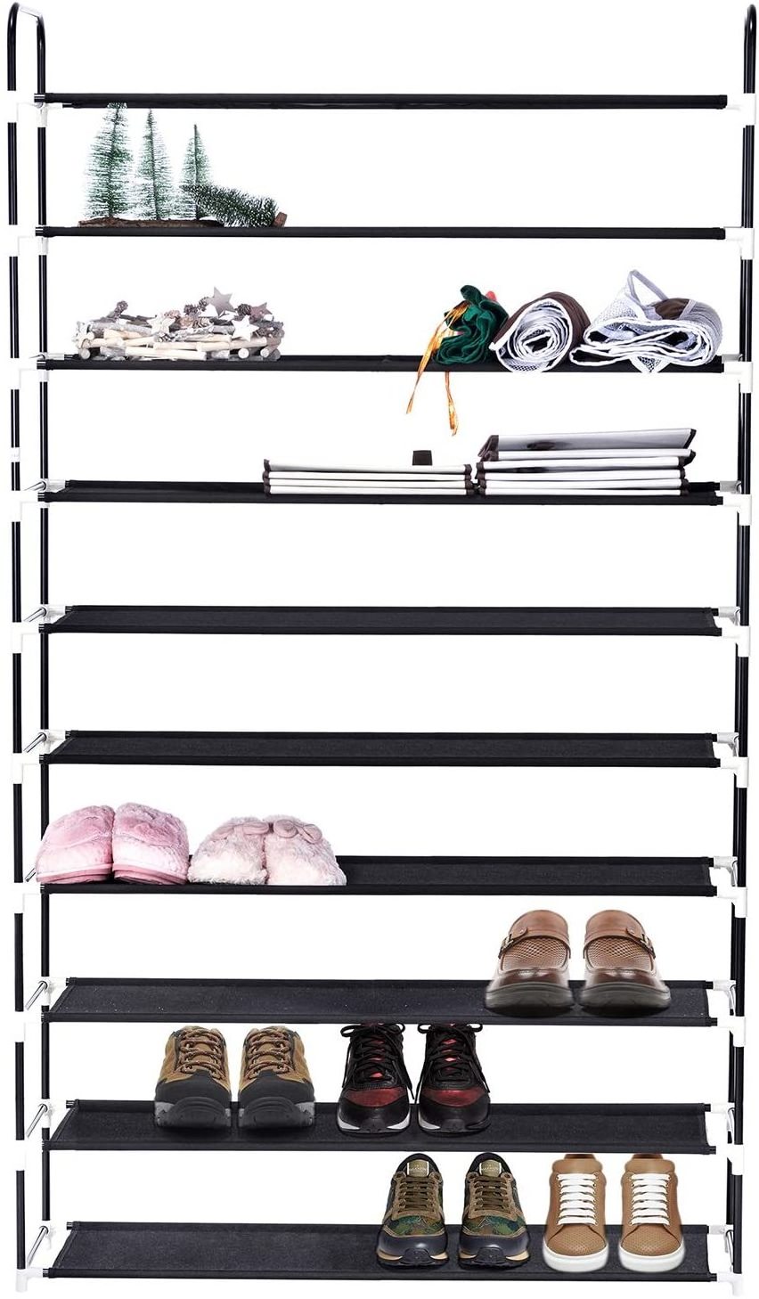 10-Tier Metal 40-Pair Shoe Storage Organizer Shelf Cabinet Shoe Rack Modern Detachable Shoe Rack