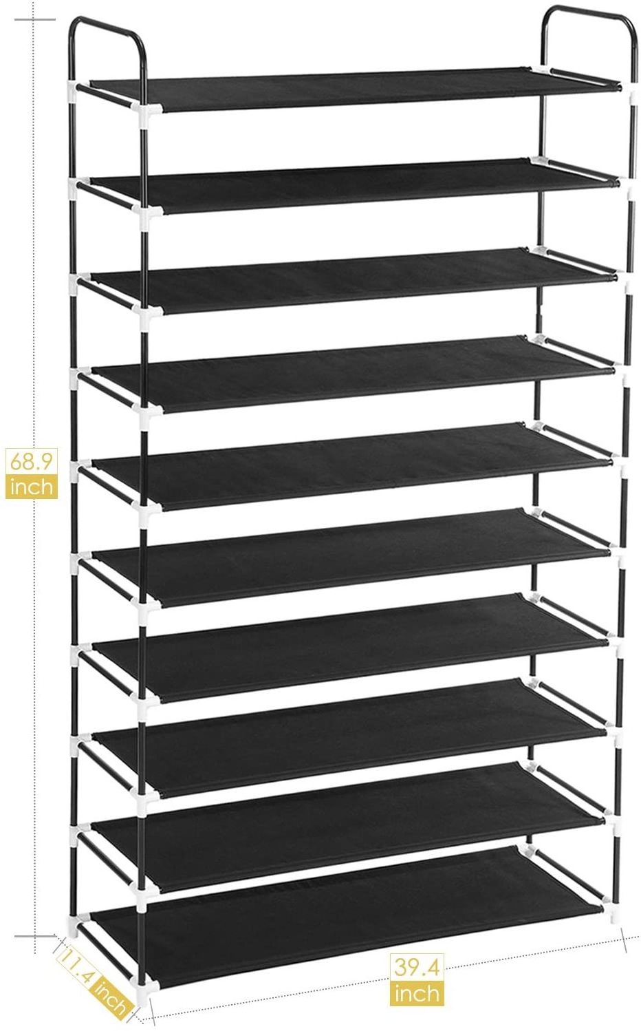 10-Tier Metal 40-Pair Shoe Storage Organizer Shelf Cabinet Shoe Rack Modern Detachable Shoe Rack