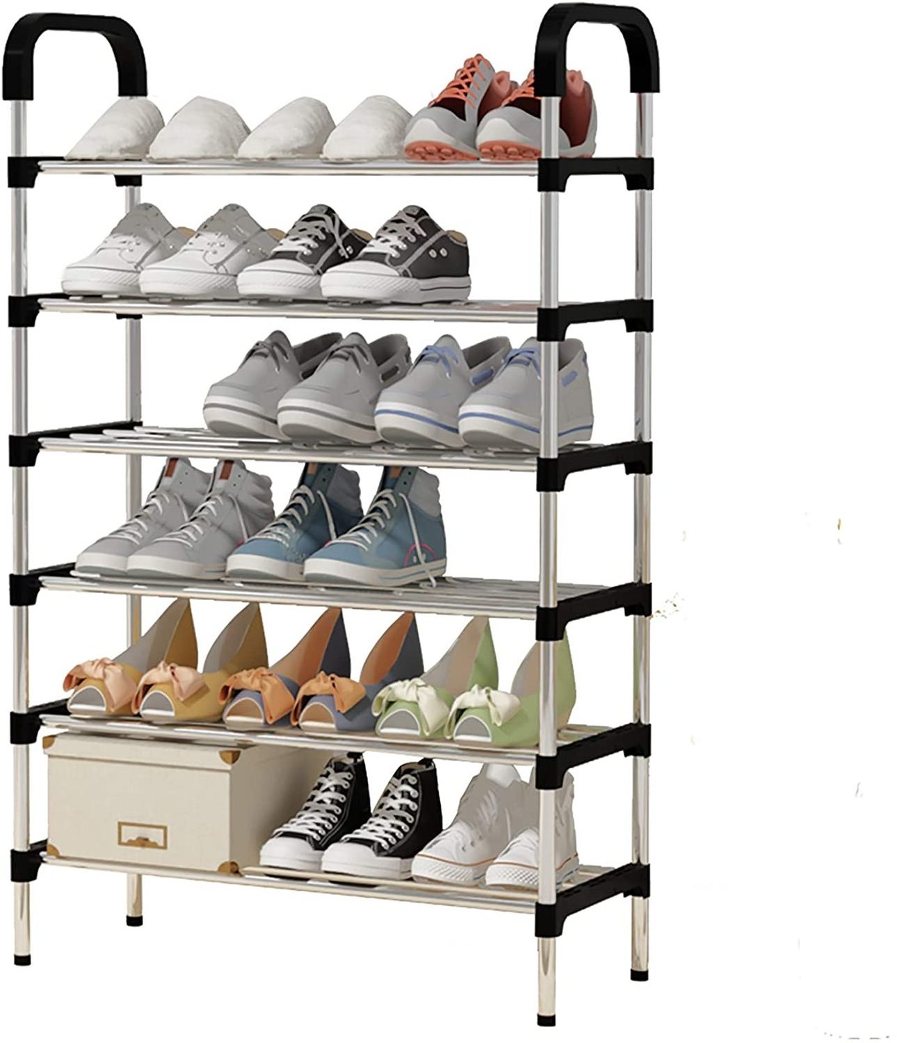 Hot sale portable iron cheap 6 tiers shoe rack