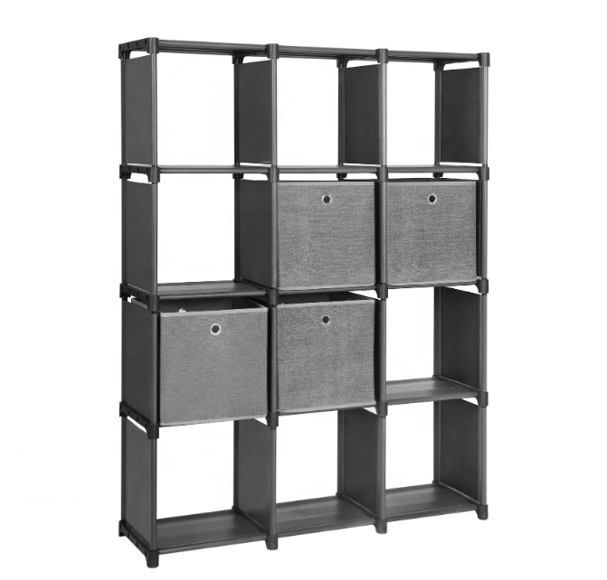 DIY Cube Storage Unit with Storage Boxes, 12 Cubes Multifunctional Book Shelves