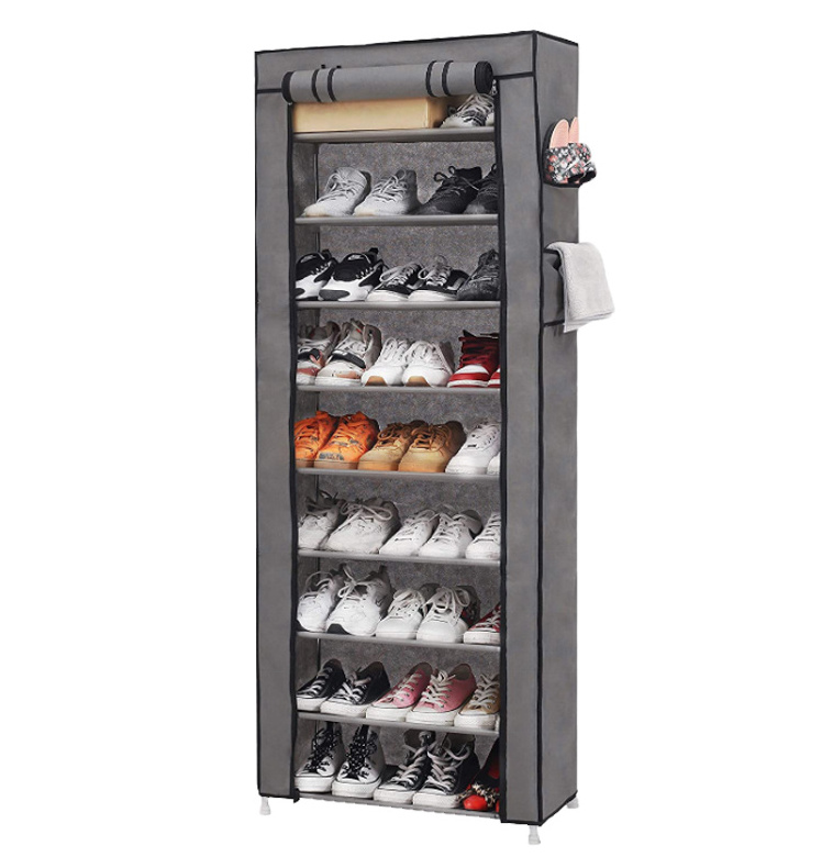 10 Tiers Shoe Rack with Dustproof Cover Closet Shoe Storage Cabinet