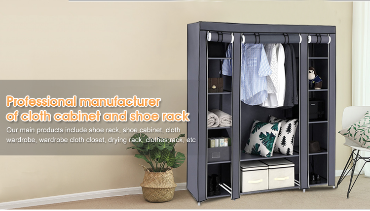 Metal Portable Foldable Wardrobe Living Room Bedroom Furniture Closet Clothes Storage Organizer Cabinet Plastic Fabric Wardrobes