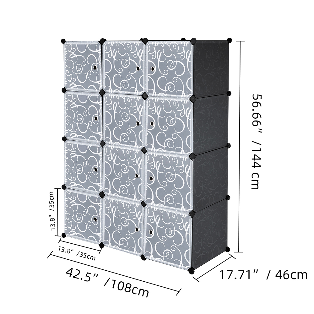 Cube Storage 12-Cube Closet Organizer Storage Shelves Cubes Organizer DIY Closet Cabinet with Doors