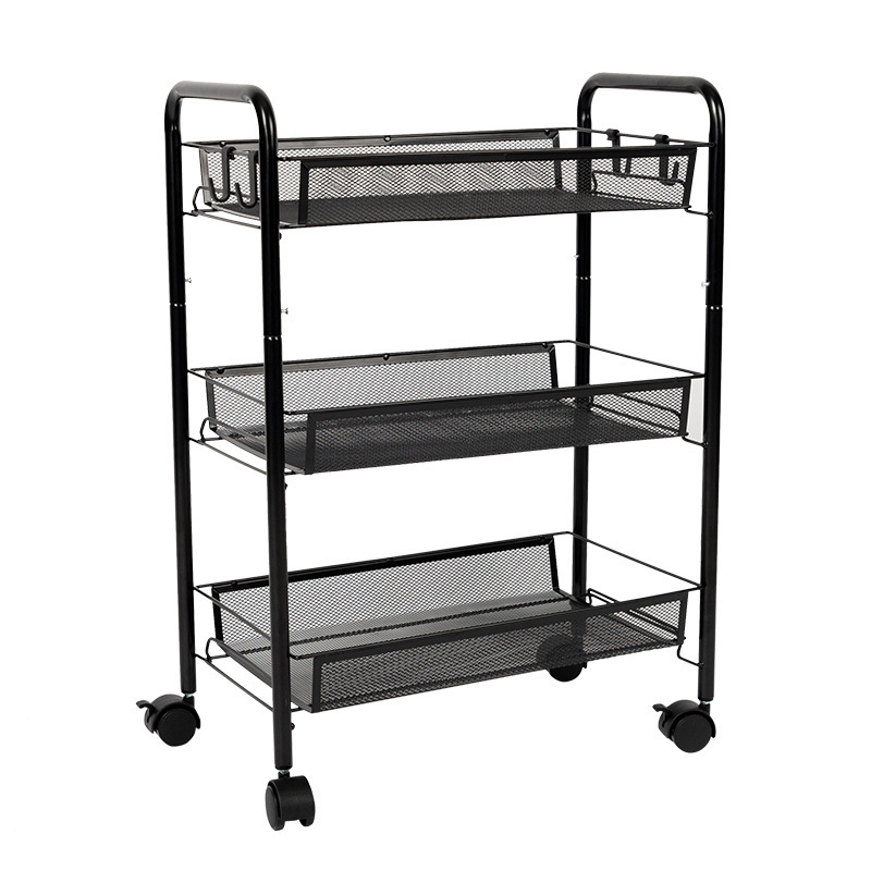 Removable multifunctional storage 3-layer steel cart kitchen vegetable cart storage cart