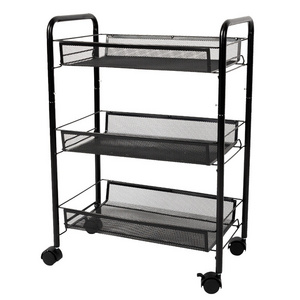 Removable multifunctional storage 3-layer steel cart kitchen vegetable cart storage cart