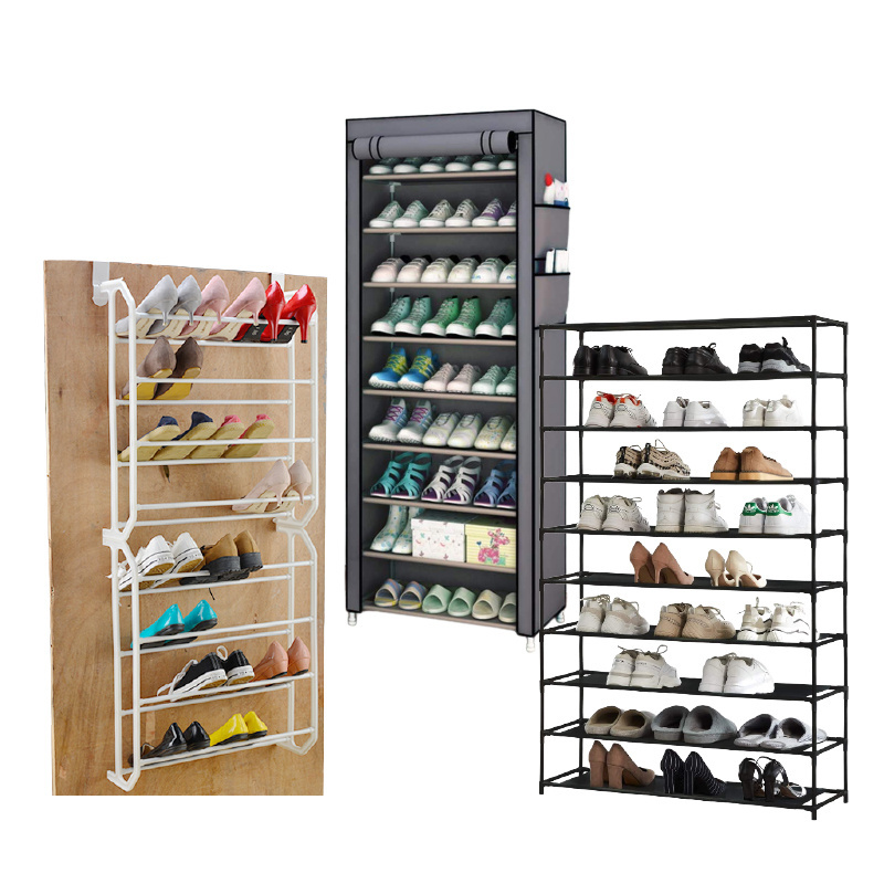 Free standing home storage multiple tier metal stand shoe rack organizer