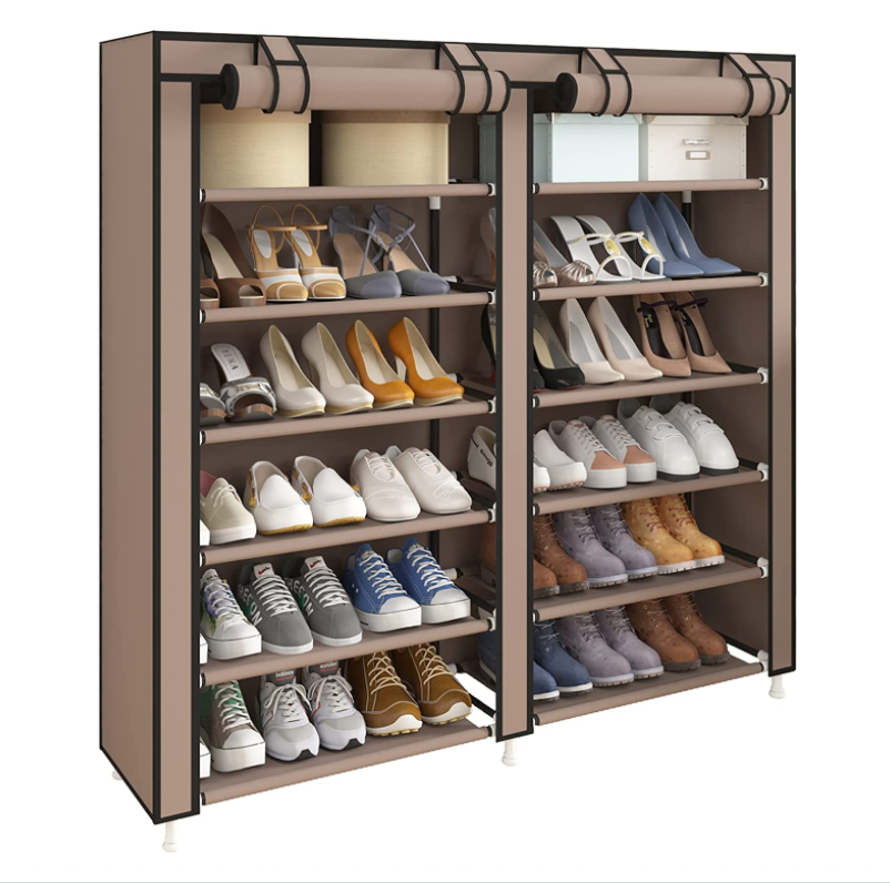 Shoe Rack Free Standing Shoe Cabinet Storage Shelf Holder with Non-Woven Fabric Dustproof Cover,Large Closet Shoe Tower