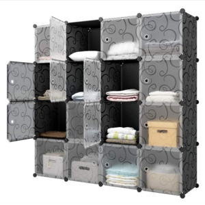 plastic cube storage wardrobe, multifunctional bold hanger adult bedroom furniture cube storage cabinet Easy to assemble