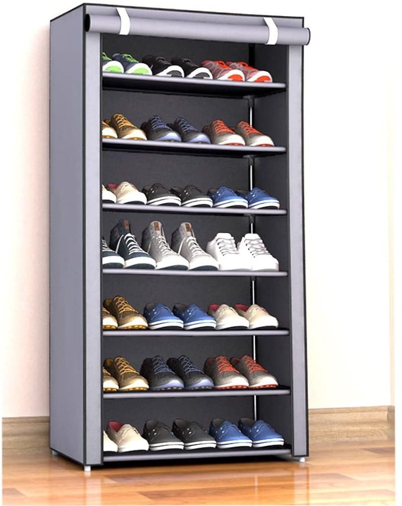 Single Row 7-Layer Non-Woven Thickened Shoes Rack Storage Organizer Foldable Small Shoe Rack For Home