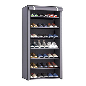 Single Row 7-Layer Non-Woven Thickened Shoes Rack Storage Organizer Foldable Small Shoe Rack For Home