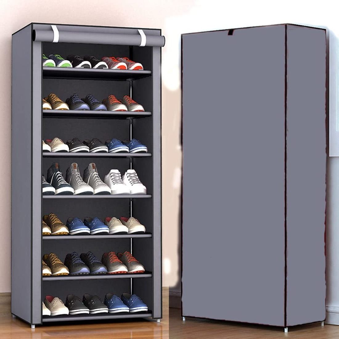 Single Row 7-Layer Non-Woven Thickened Shoes Rack Storage Organizer Foldable Small Shoe Rack For Home