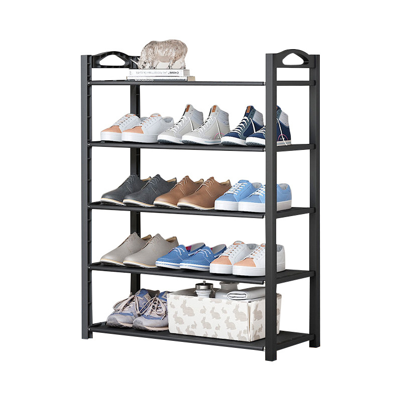 6 Tier Detachable Shoe Rack Black Simple Assembly Metal Narrow Storage Shoe Rack For Shoes Behind A Door