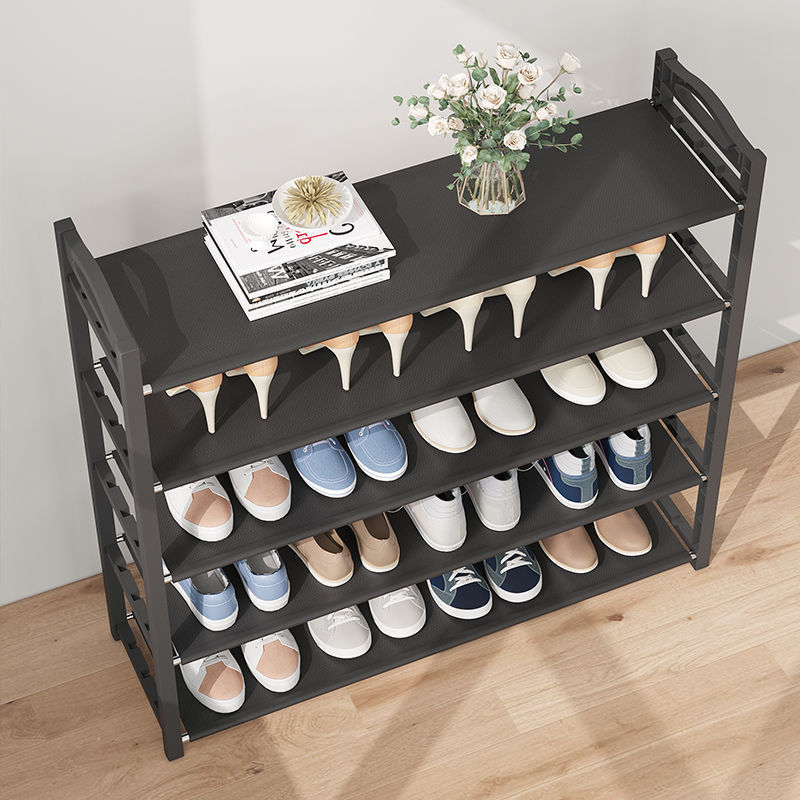 6 Tier Detachable Shoe Rack Black Simple Assembly Metal Narrow Storage Shoe Rack For Shoes Behind A Door